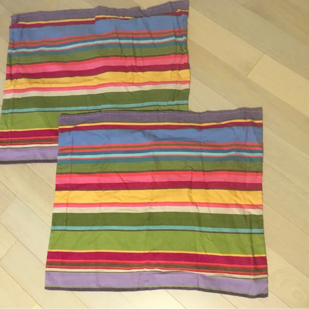 Pottery Barn teen Striped cotton heavy canvas 2 pillow covers
